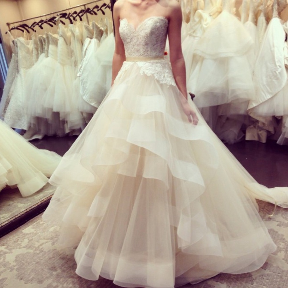 Lazaro 3413 Ivory/Gold/Champagne Wedding Dress